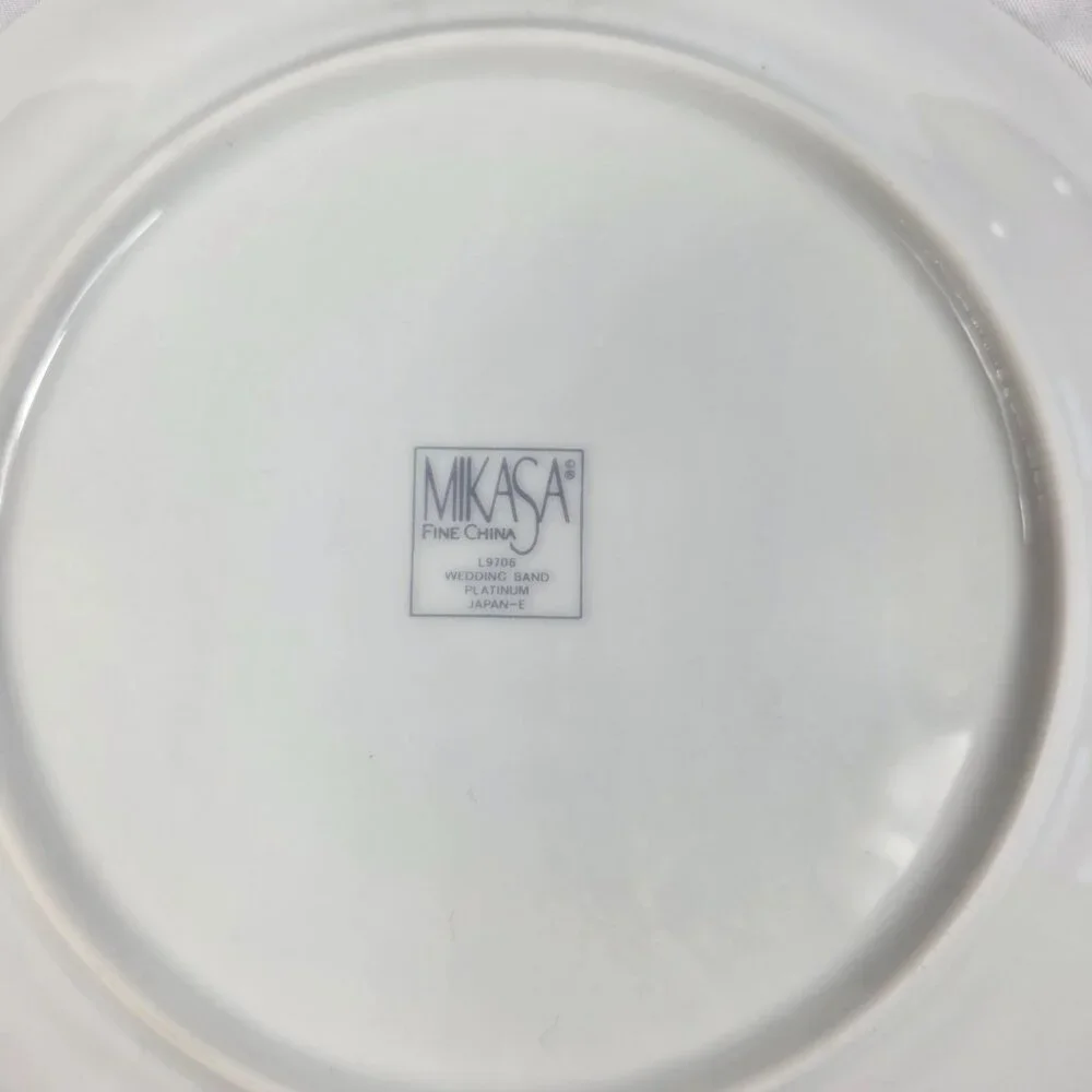 TWO Mikasa Wedding Band Platinum Salad Plates Swirled Platinum Trim